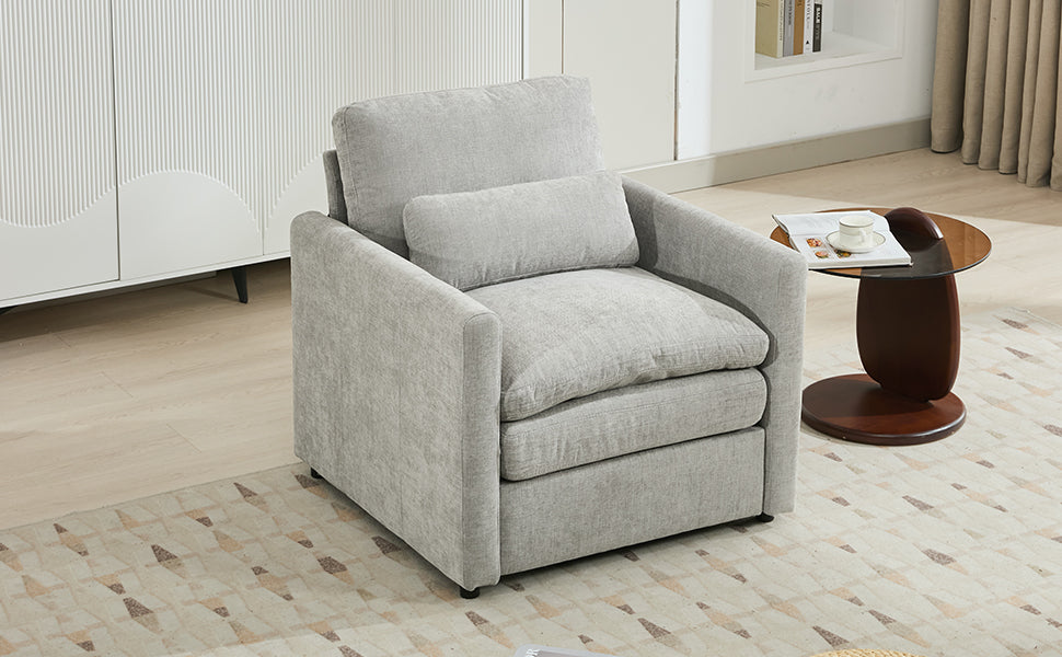 31.9" Cozy Upholstered Armchair Oversized Comfy Cloud Sofa Double Cushion Single Sofa Plush Cushion Armchair for Living Room, Light Grey