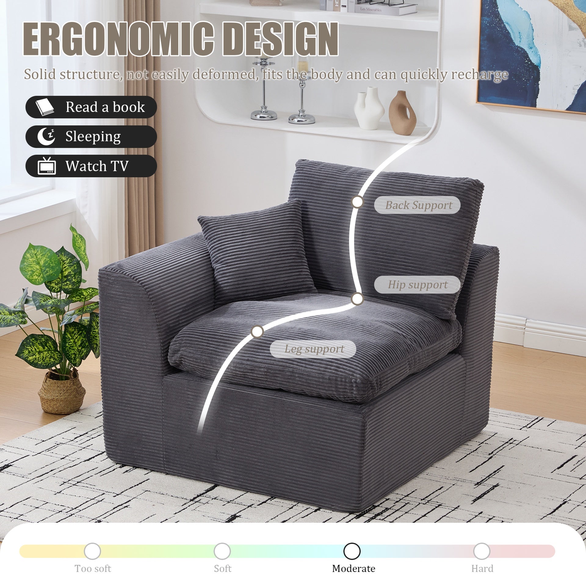 UNITED WE WIN Modular Sectional Sofa Cloud Couch,Comfy Cloud Modern Sofa,2 Seater with Cushion Covers Removable Furniture for Living Room Bedroom Apartments Dorms,No Assembly Required