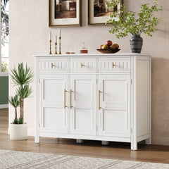 Cabinet with storage, for living and dining room entrance, large size, 3 doors and 3 drawers,white