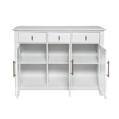 Cabinet with storage, for living and dining room entrance, large size, 3 doors and 3 drawers,white