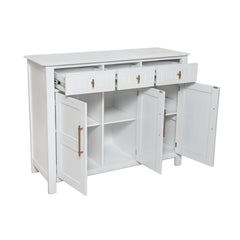 Cabinet with storage, for living and dining room entrance, large size, 3 doors and 3 drawers,white