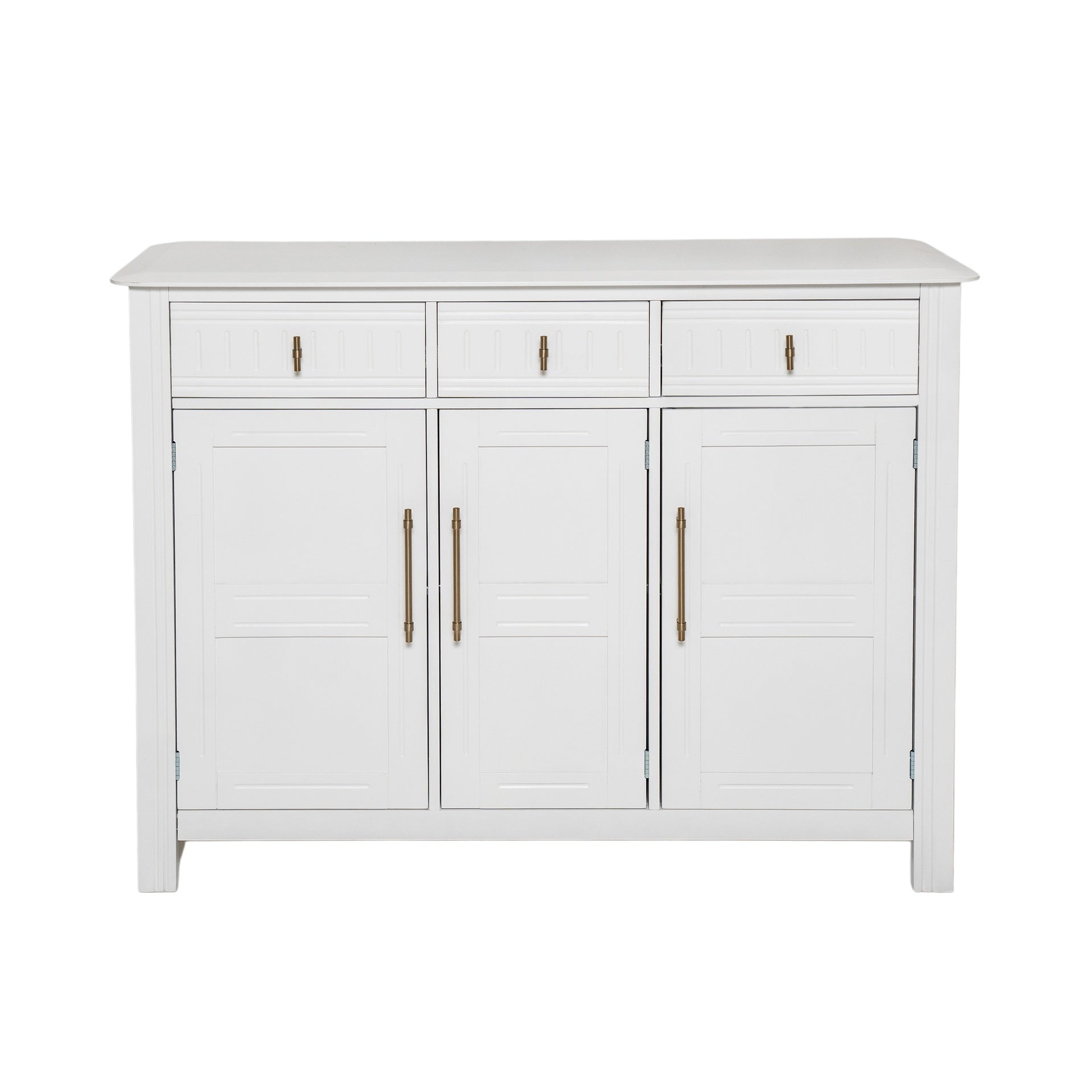 Cabinet with storage, for living and dining room entrance, large size, 3 doors and 3 drawers,white