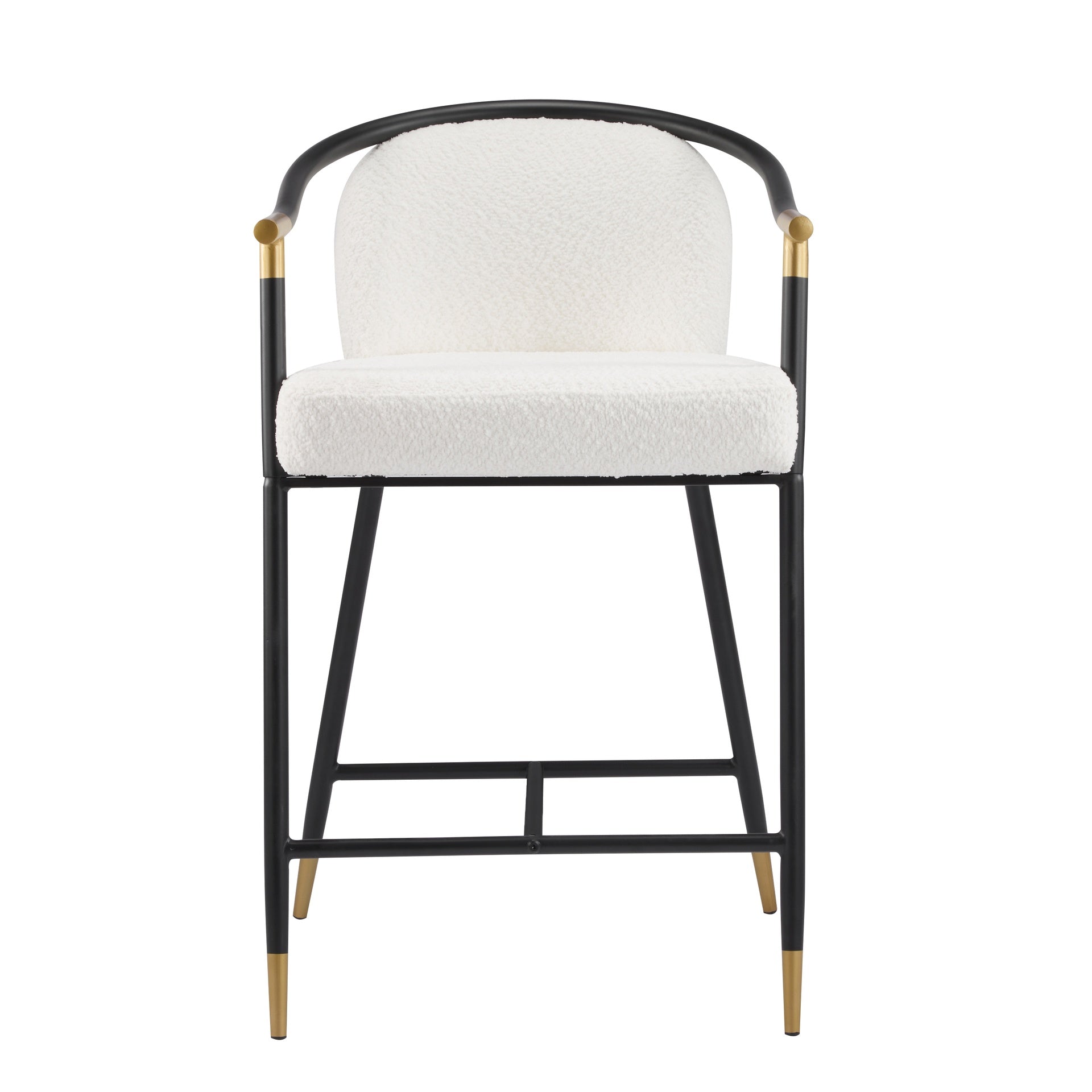 26" H Upholstered Counter Stool with Metal Frame (Set of 2)-Beige