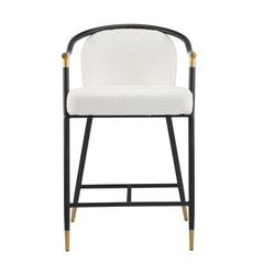 26" H Upholstered Counter Stool with Metal Frame (Set of 2)-Beige