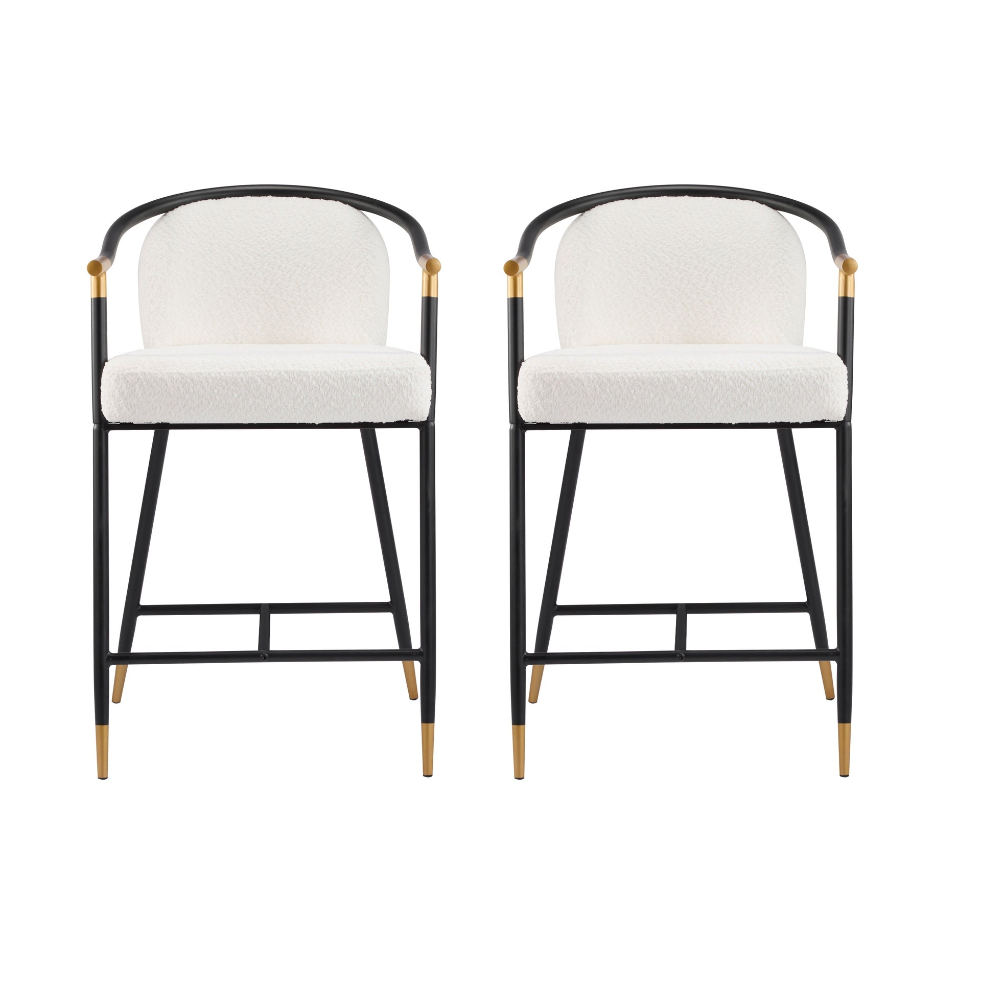 26" H Upholstered Counter Stool with Metal Frame (Set of 2)-Beige