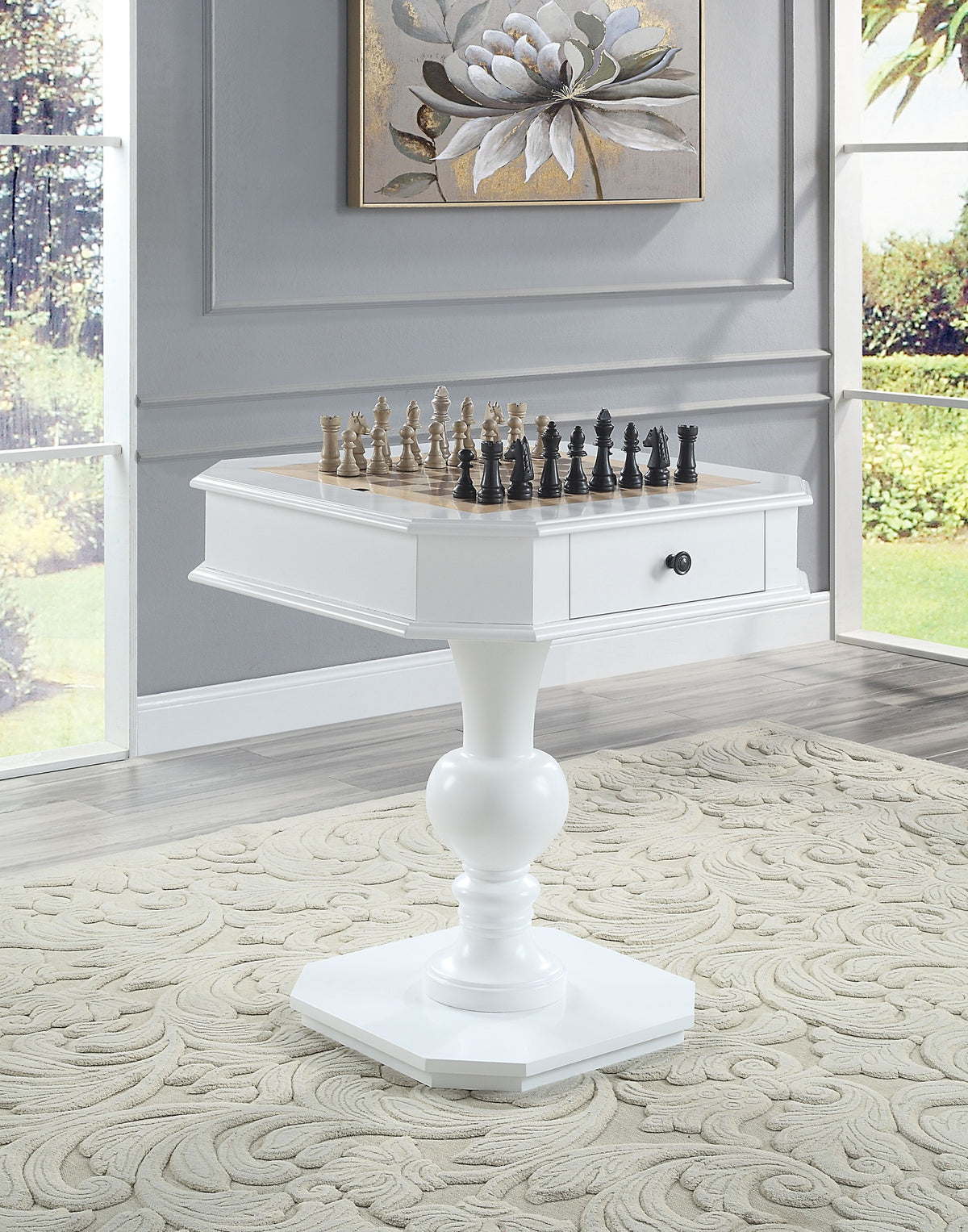 Galini White Finish Game Table
