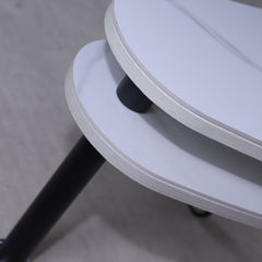 Contemporary rotatable cocktail table with solid rubber wood legs, 360 degree rotating coffee table with 6mm white sintered stone tabletop for living room, bedroom, Balcony, home office