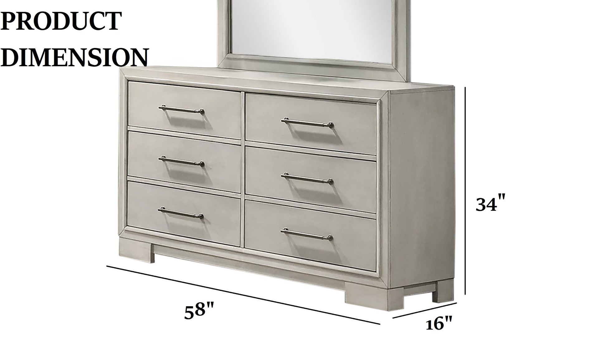 Modern Farmhouse Style 1pc Dresser Square Legs Sleek Handles Antique White Finish Bedroom Furniture