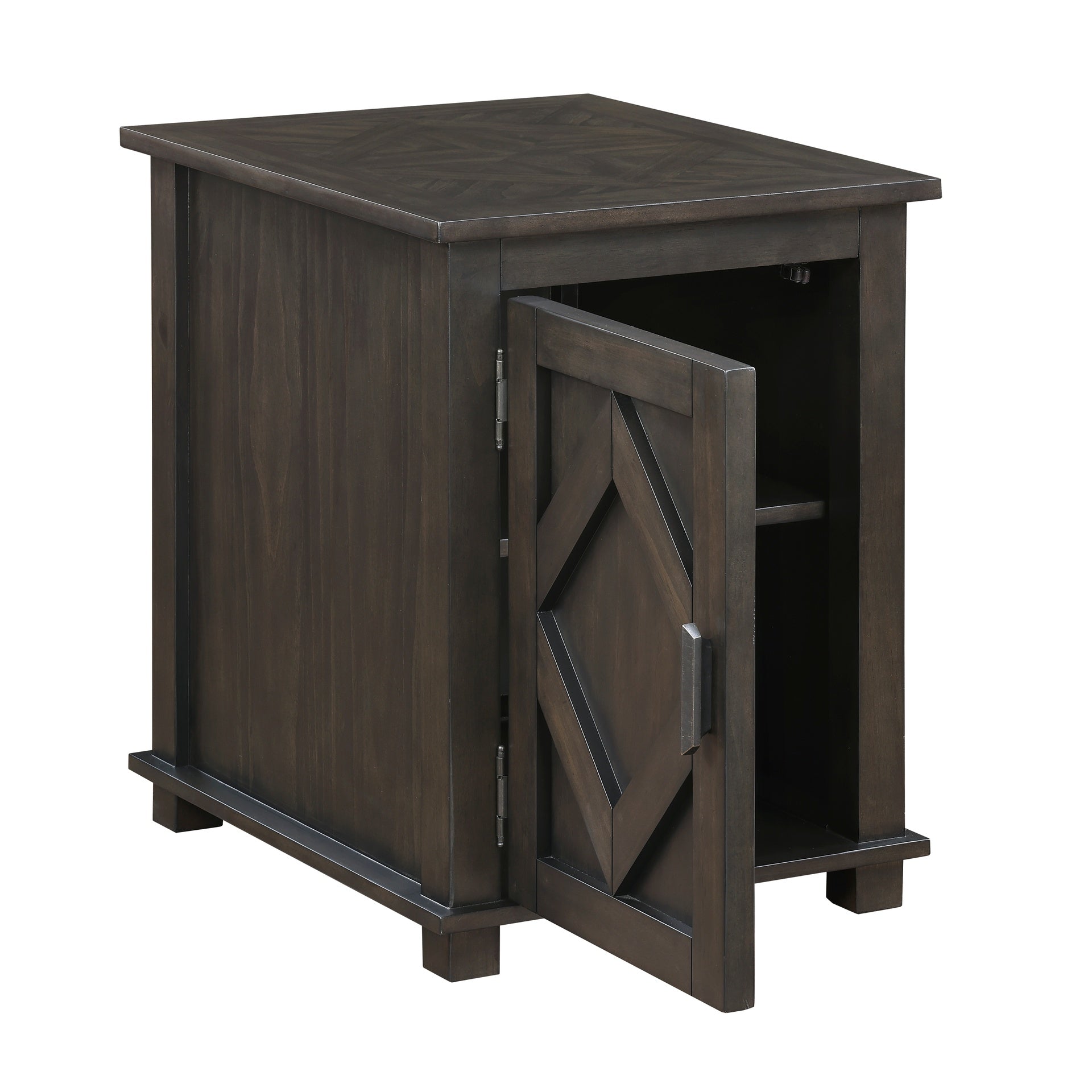 Traditional Rustic Chairside Table with Adjustable Storage Shelf Brown Finish Durable Wood Living Room Furniture 1pc