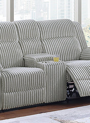 1pc Motion Loveseat Ash Color Fur Like Corduroy Living Room Reclining Couch Plush Textured Seat