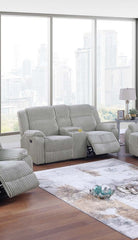 1pc Motion Loveseat Ash Color Fur Like Corduroy Living Room Reclining Couch Plush Textured Seat