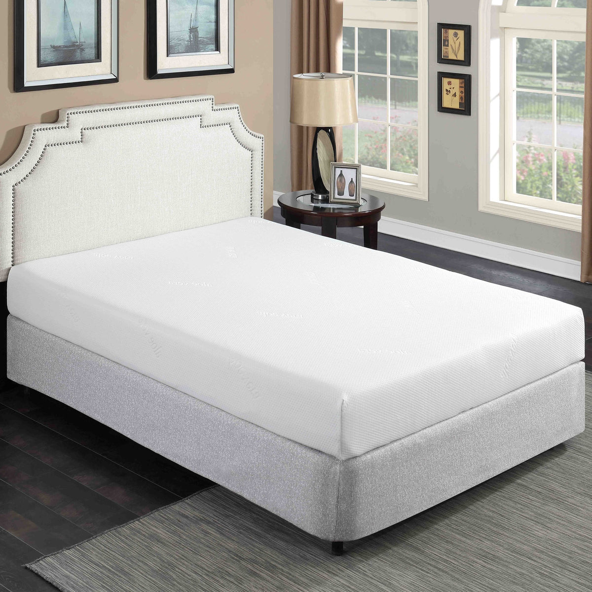 Plush 8 in. Medium Gel Memory Foam Mattress for Queen Size Bed in a Box with Breathable White Aloe Vera Cover
