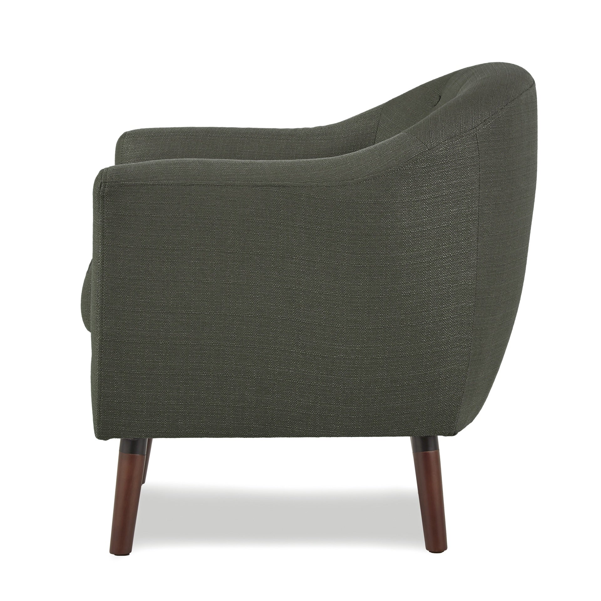 Gray Fabric Upholstered Accent Chair 1pc Espresso Finish Legs Button Tufted Solid Wood Furniture Living Room Chair