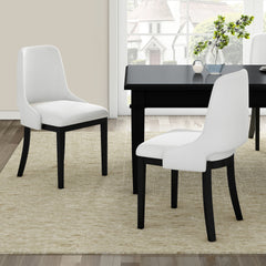 Wooden Dining Chairs Set of 2, Linen Upholstered Accent Kitchen Chair Dining Room Chairs, Farmhouse Style Dining Chair for  Living Room/Dining Room, Black
