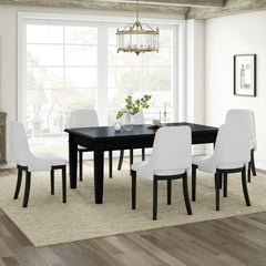 Wooden Dining Chairs Set of 2, Linen Upholstered Accent Kitchen Chair Dining Room Chairs, Farmhouse Style Dining Chair for  Living Room/Dining Room, Black