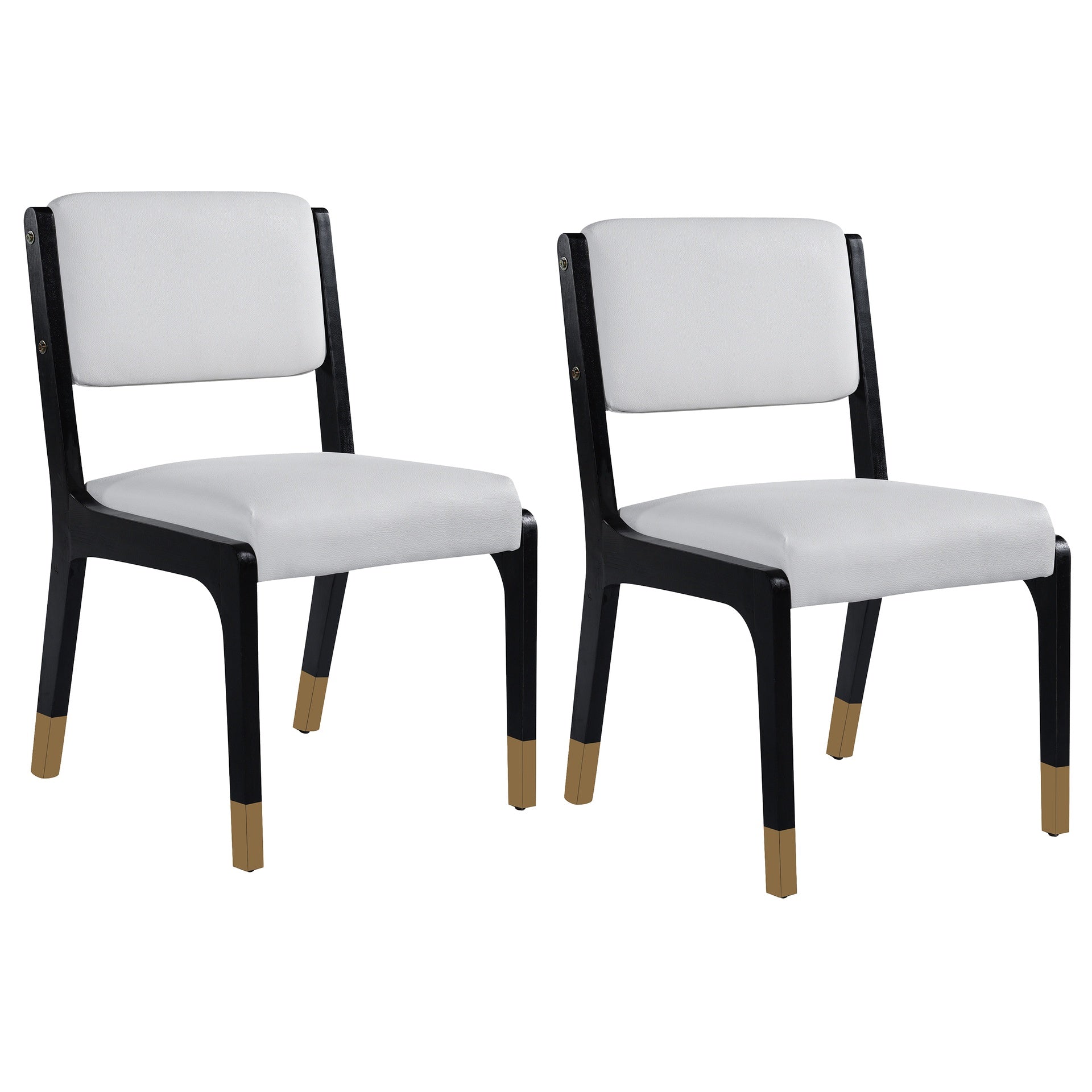 Wood Dining Chairs Set of 2, Modern Farmhouse Accent Chairs with Solid Wood Legs and Padded Seat, Modern PU Leather Kitchen & Dining Chairs Side Chairs for Dining Room, Black