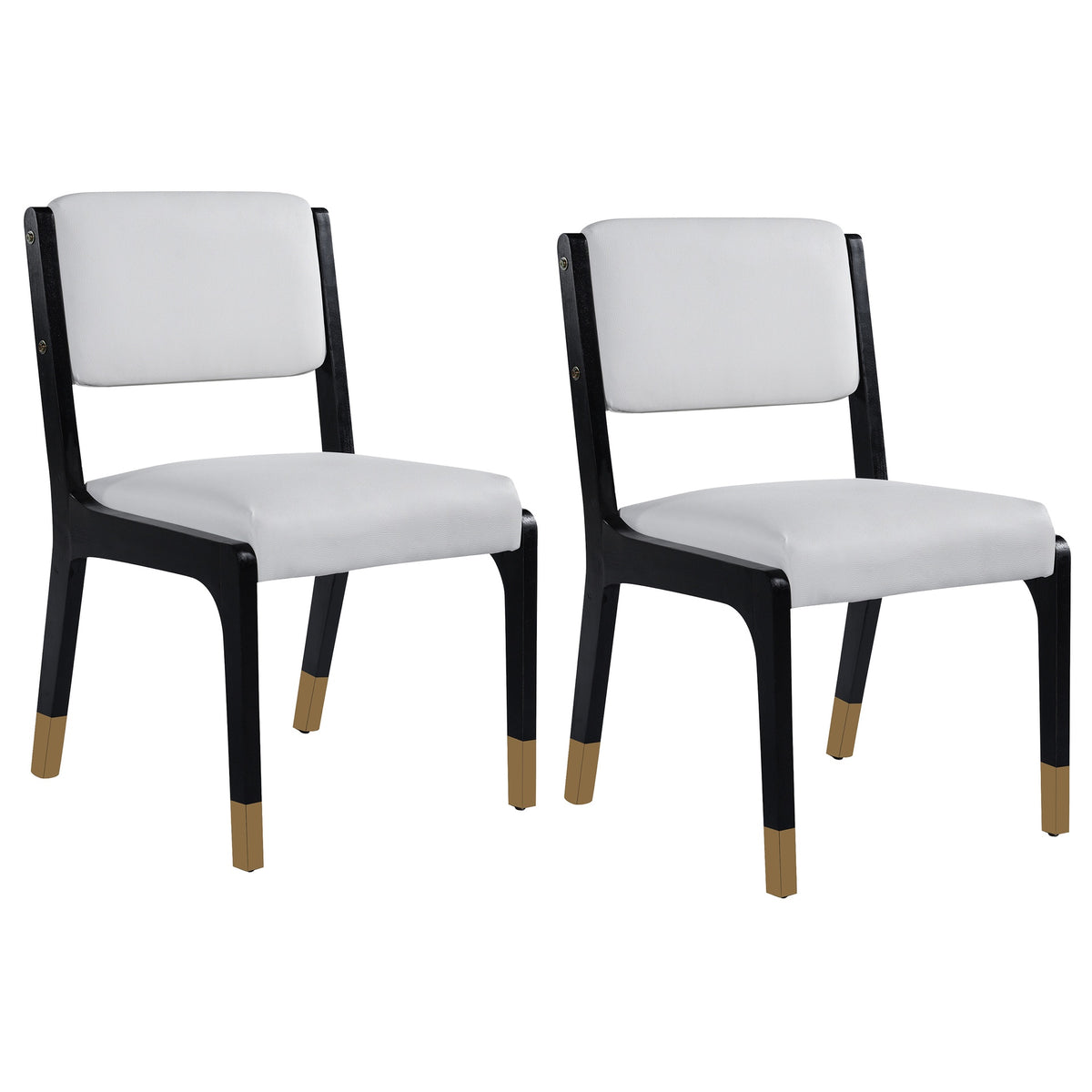 Wood Dining Chairs Set of 2, Modern Farmhouse Accent Chairs with Solid Wood Legs and Padded Seat, Modern PU Leather Kitchen & Dining Chairs Side Chairs for Dining Room, Black