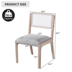 Wood Dining Chairs Set of 2, Modern Farmhouse Accent Chairs with Solid Wood Legs and Padded Seat, Modern Linen Kitchen & Dining Chairs Side Chairs for Dining Room, Beige