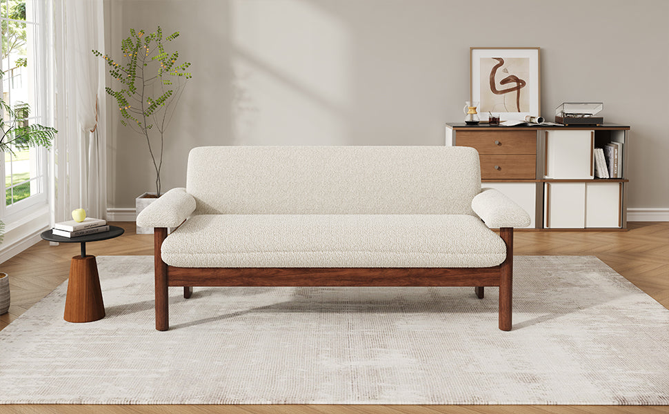 Modern Loveseat Sofa 2 Seater Couch 72.8" Loveseat Couch with Armrest Pillows for Living Room or Small Space, Beige