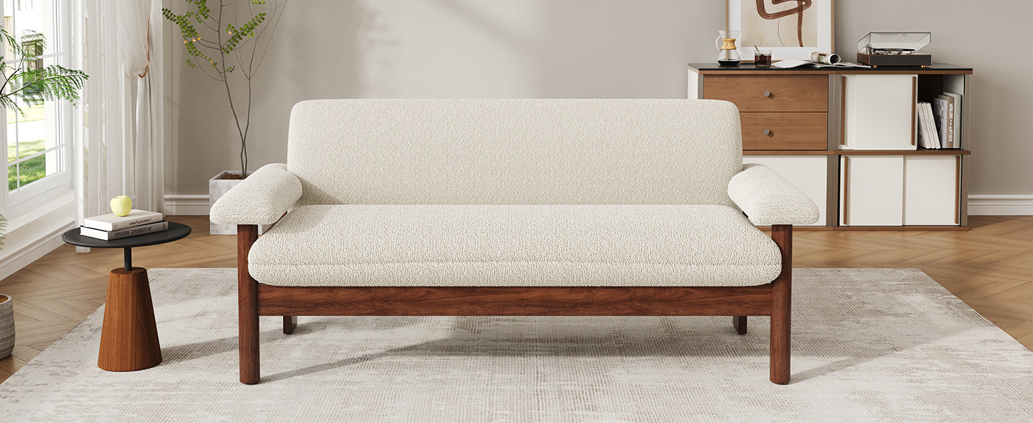 Modern Loveseat Sofa 2 Seater Couch 72.8" Loveseat Couch with Armrest Pillows for Living Room or Small Space, Beige