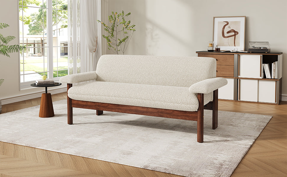 Modern Loveseat Sofa 2 Seater Couch 72.8" Loveseat Couch with Armrest Pillows for Living Room or Small Space, Beige