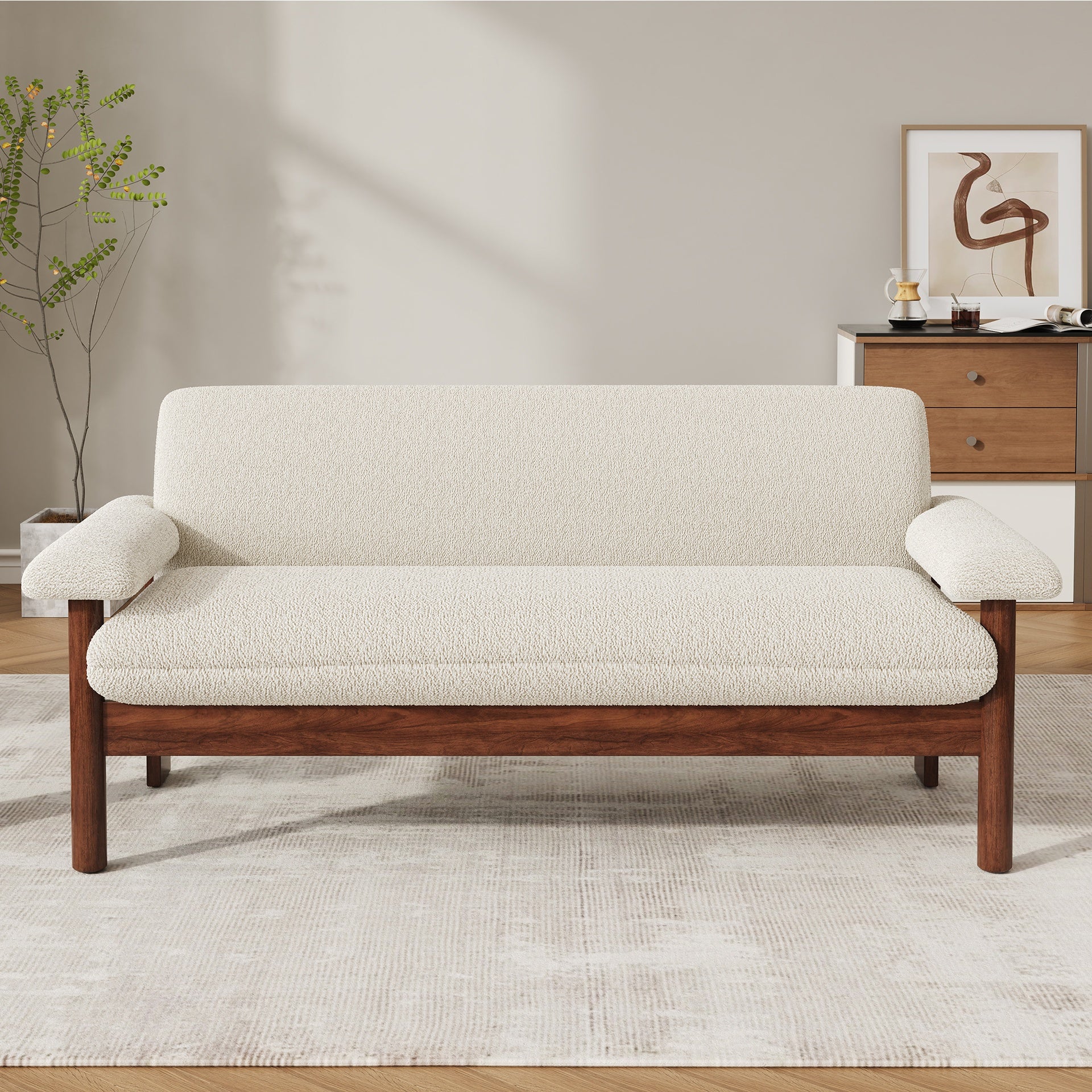 Modern Loveseat Sofa 2 Seater Couch 72.8" Loveseat Couch with Armrest Pillows for Living Room or Small Space, Beige