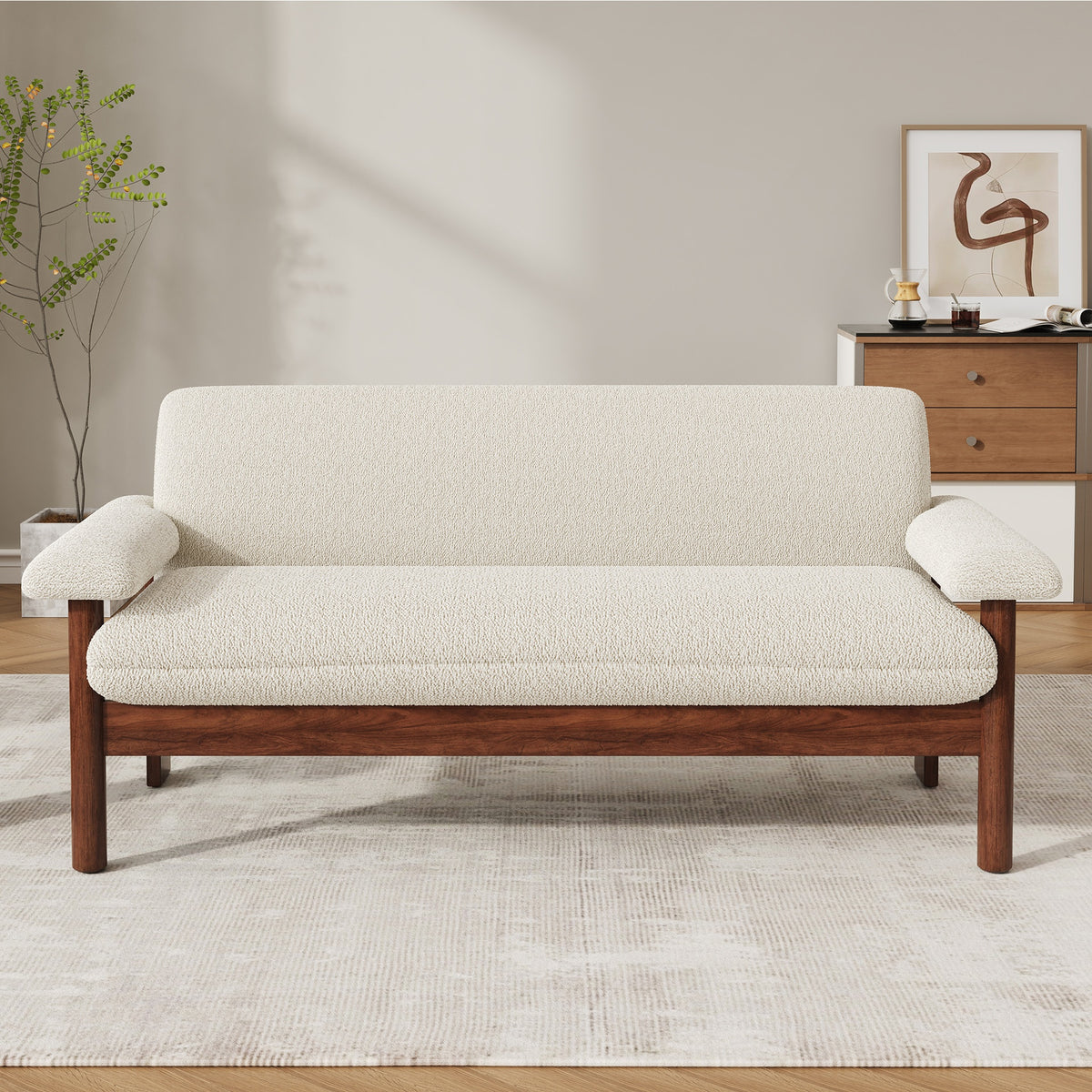 Modern Loveseat Sofa 2 Seater Couch 72.8" Loveseat Couch with Armrest Pillows for Living Room or Small Space, Beige