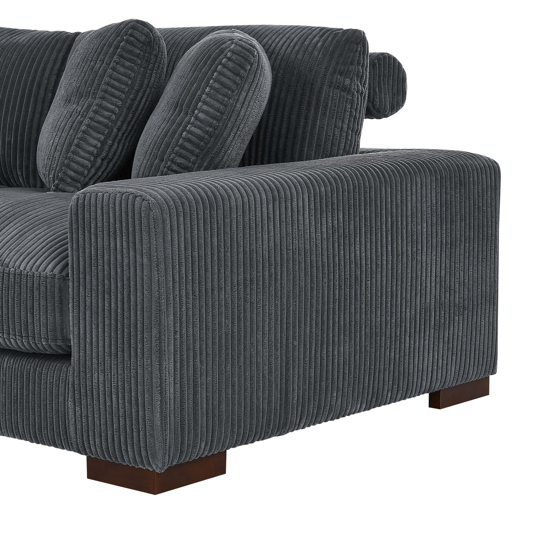 Large Seating Corduroy Upholstered Double Chaise Sectional