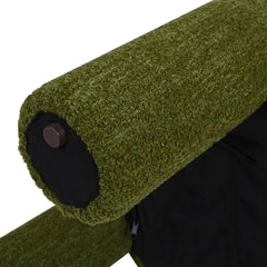 Hugo 20.5" Round Fully Upholstered Ottoman, Moss Green Boucle