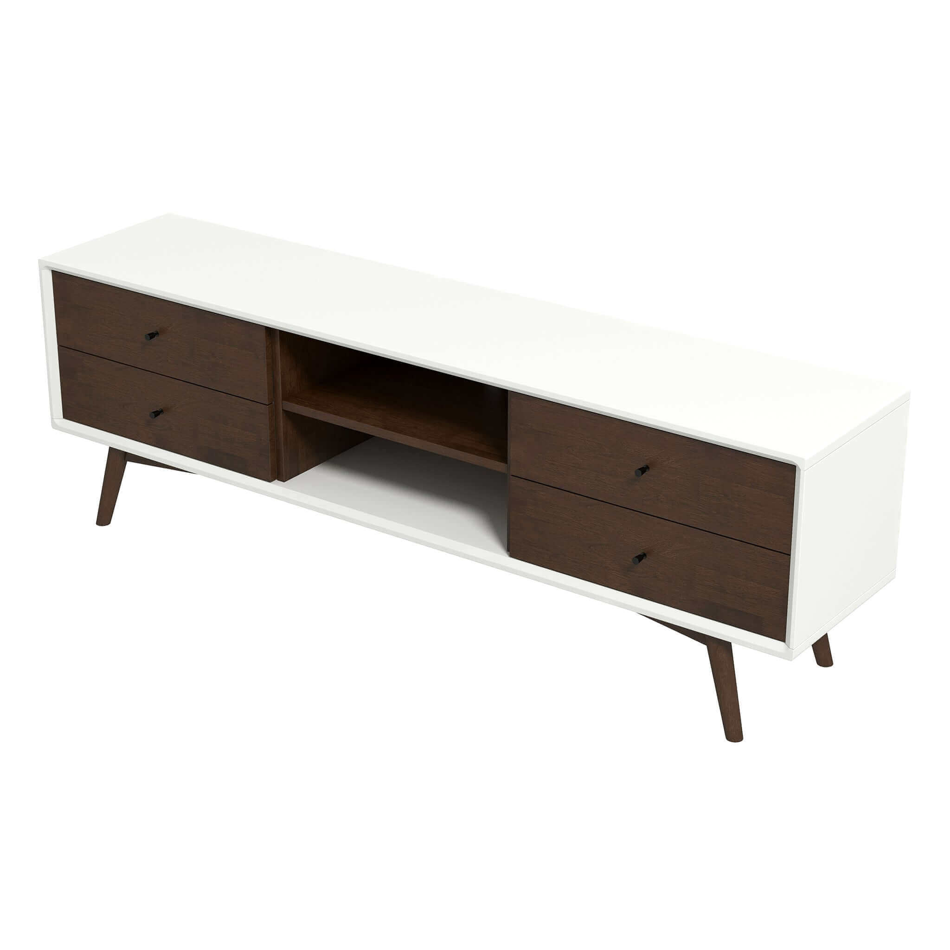 Caroline Walnut White TV Stand Up To 72" for Living Room Decor