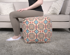 Amelia Handcrafted Fabric Pouf, Multicolored