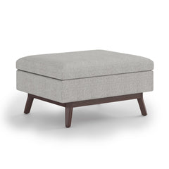 Owen 34 inch Wide Coffee Table Storage Ottoman in Cloud Grey Polyester Fabric