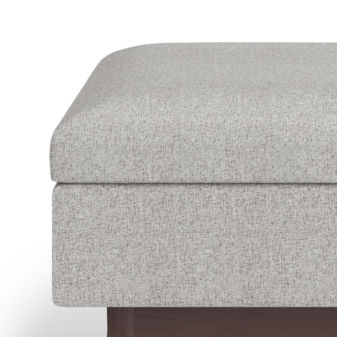 Owen 34 inch Wide Coffee Table Storage Ottoman in Cloud Grey Polyester Fabric