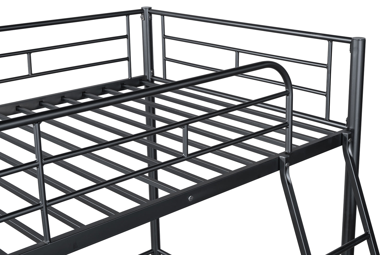 Twin Loft Bed Contemporary Style With Open Area Underneath Metal Structure, Black