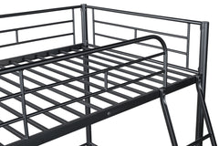 Twin Loft Bed Contemporary Style With Open Area Underneath Metal Structure, Black