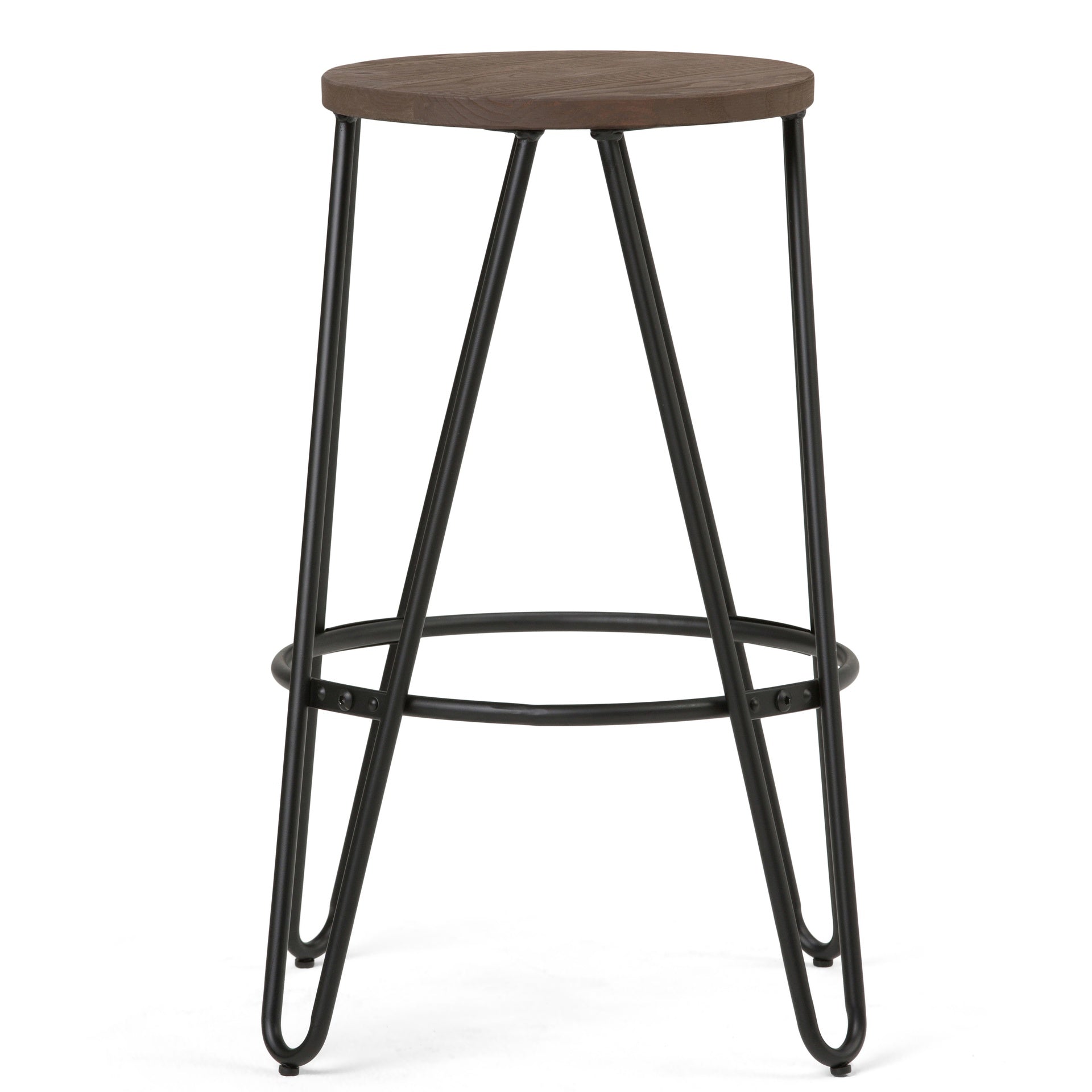 Simeon - 26" Metal Counter Height Stool with Wood Seat (Set of 2) - Cocoa Brown / Black