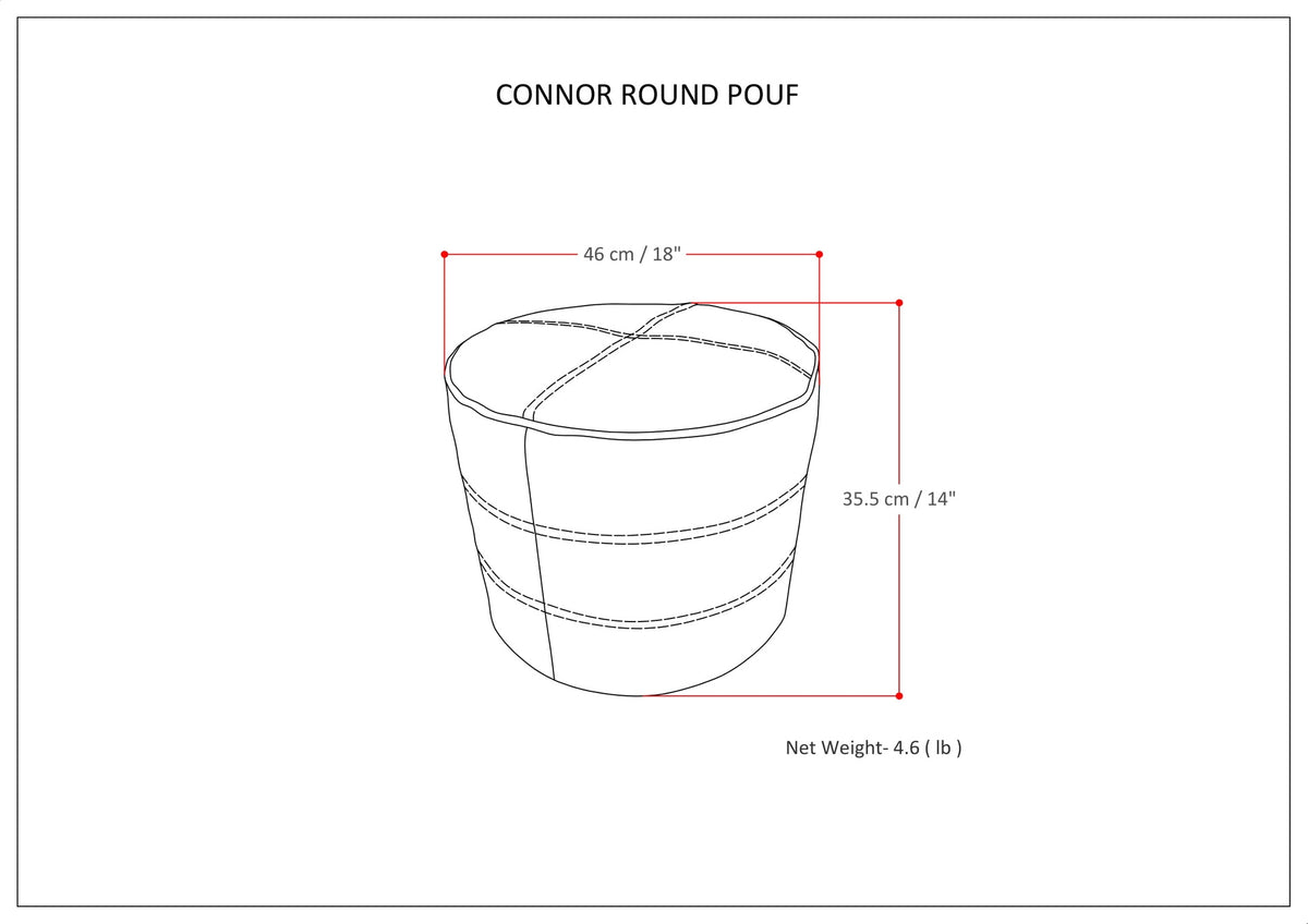Connor - Round Pouf - Distressed Brown