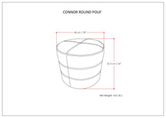 Connor - Round Pouf - Distressed Brown