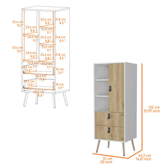 Kimball Tall Dresser, Modern Design with 2 Drawers and Ample Storage