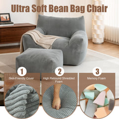 Bean Bag Chair for Adults, Oversized Comfy Beanbag Living Room Lazy Sofa for Bedroom & Dorm