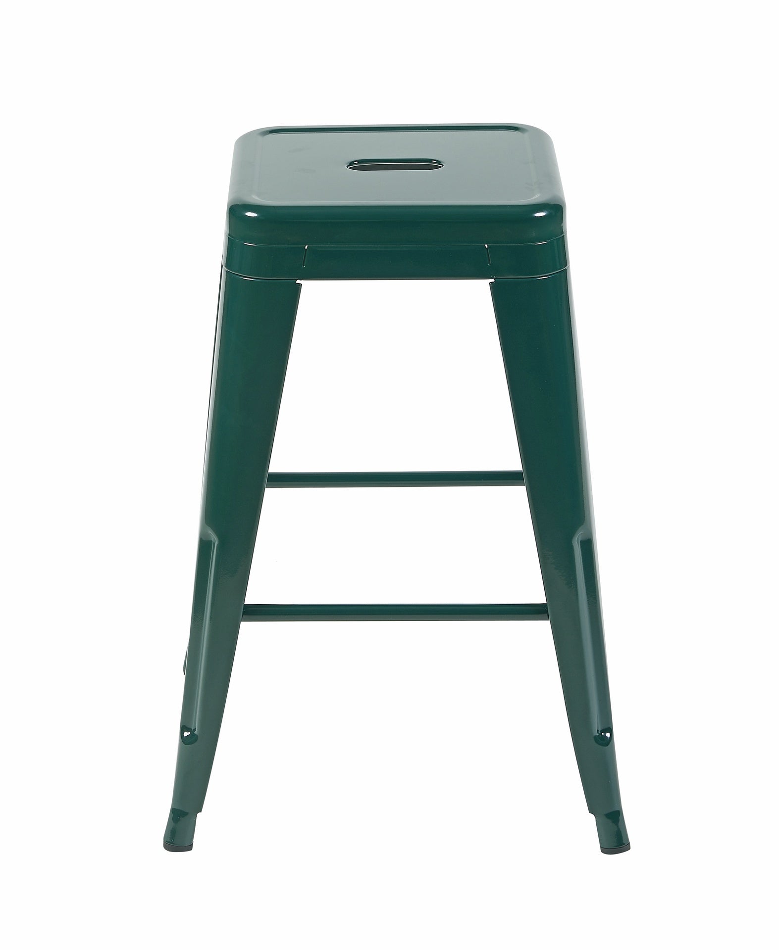 24 Inch Counter Height Stool, Backless Metal Bar Stools Set of 2, Non-Stackable, Detachable & Easy Assembly, Space-Saving Design for Kitchen Island/Bar/Café/Dining Room (Emerald Green)