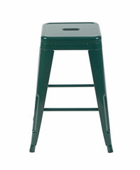 24 Inch Counter Height Stool, Backless Metal Bar Stools Set of 2, Non-Stackable, Detachable & Easy Assembly, Space-Saving Design for Kitchen Island/Bar/Café/Dining Room (Emerald Green)