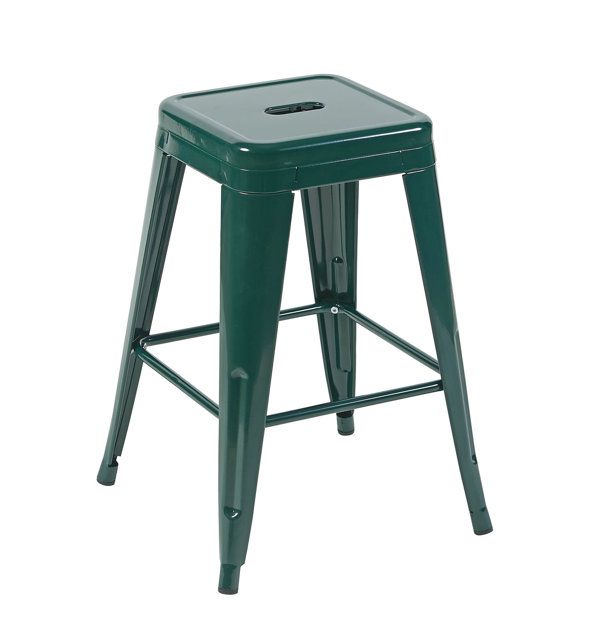 24 Inch Counter Height Stool, Backless Metal Bar Stools Set of 2, Non-Stackable, Detachable & Easy Assembly, Space-Saving Design for Kitchen Island/Bar/Café/Dining Room (Emerald Green)