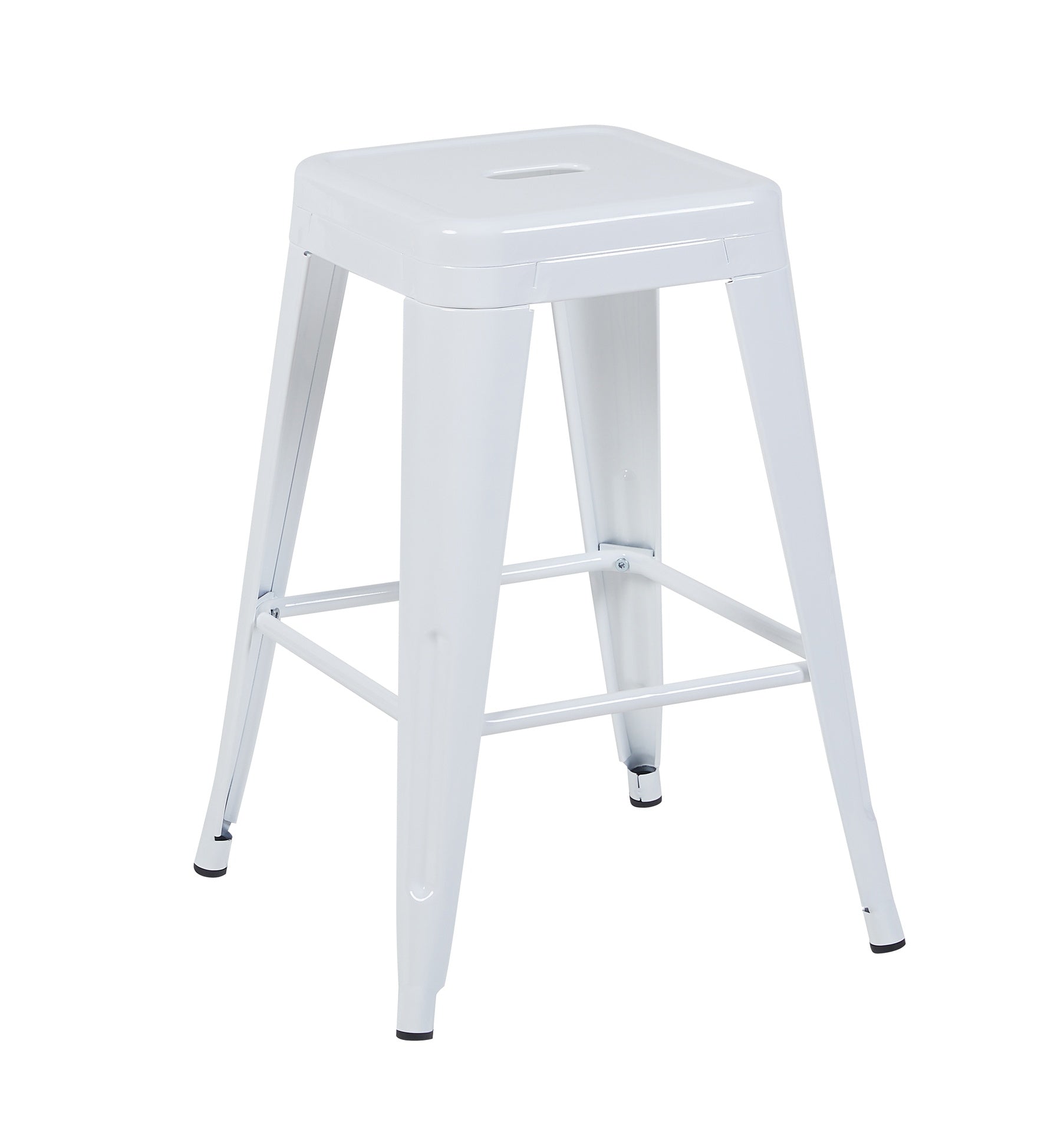 24 Inch Counter Height Stool, Backless Metal Bar Stools Set of 2, Non-Stackable, Detachable & Easy Assembly, Space-Saving Design for Kitchen Island/Bar/Café/Dining Room (White)