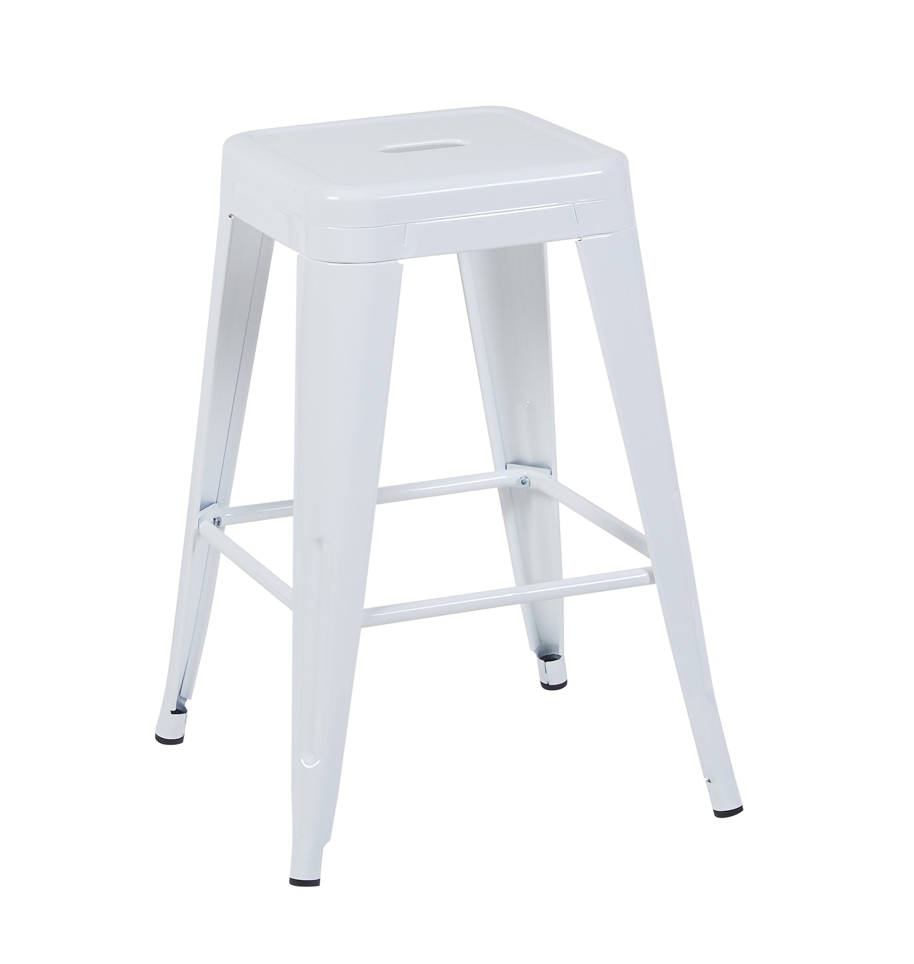 24 Inch Counter Height Stool, Backless Metal Bar Stools Set of 2, Non-Stackable, Detachable & Easy Assembly, Space-Saving Design for Kitchen Island/Bar/Café/Dining Room (White)