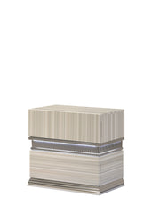 Leonor Modern Style 2 Drawer Nightstand made with wood and LED in Gray with clean linear detailing