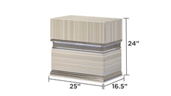 Leonor Modern Style 2 Drawer Nightstand made with wood and LED in Gray with clean linear detailing