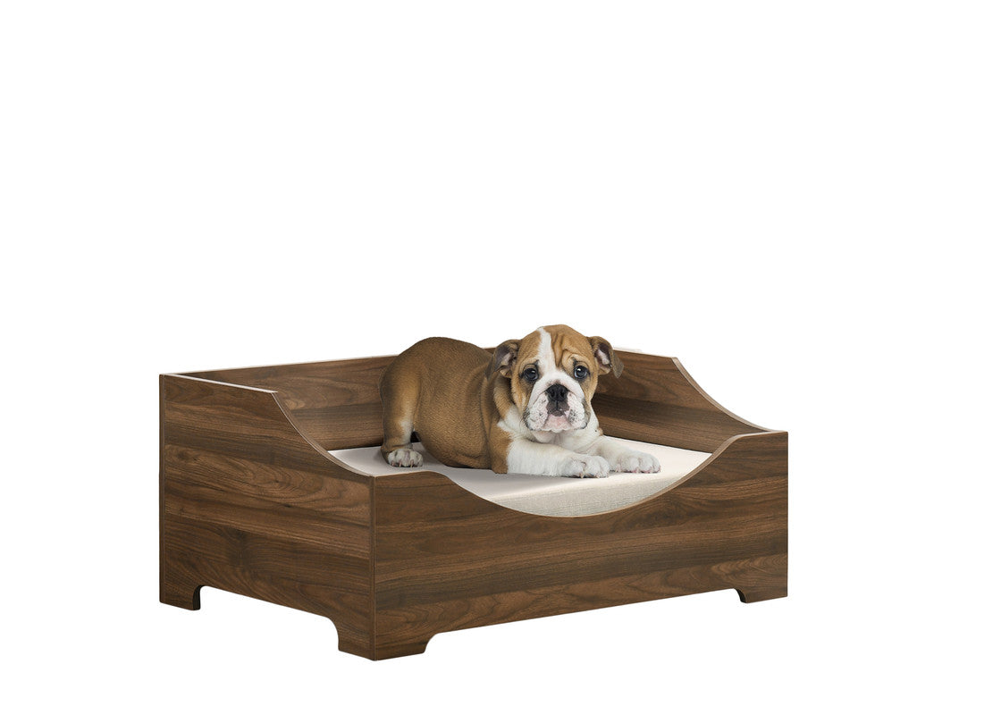 Gino 36"W Brown Alder Wood Finish 36"W Modern Comfy Pet Bed with Cushion