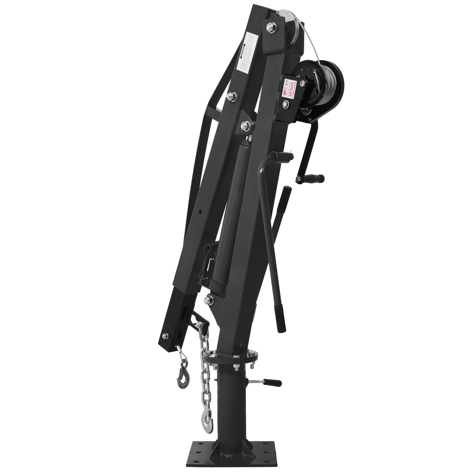 Hydraulic Pickup Truck Crane with Hand Winch  , Pickup Truck Bed Hoist Jib Crane- 2000-Lb. Capacity Black
