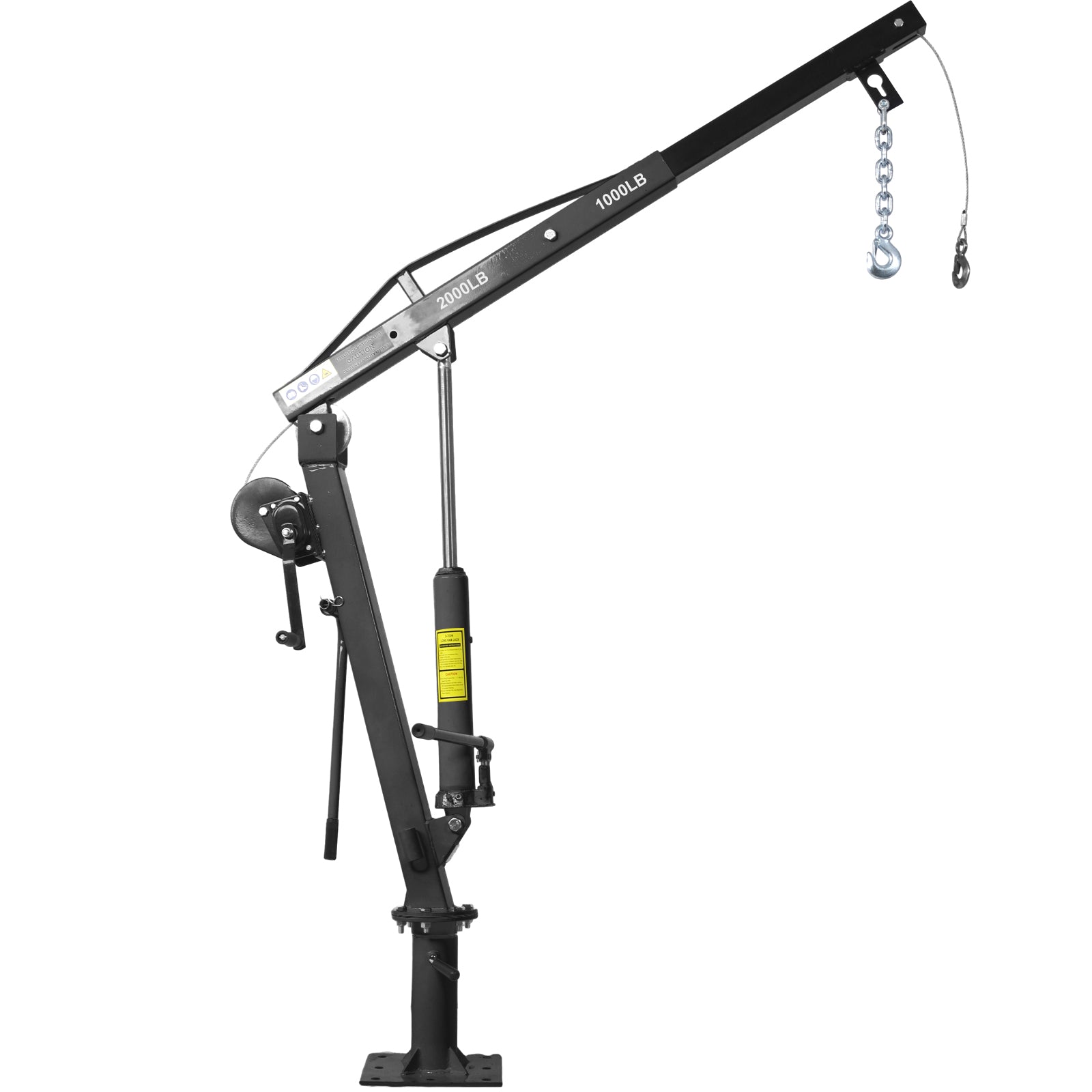 Hydraulic Pickup Truck Crane with Hand Winch  , Pickup Truck Bed Hoist Jib Crane- 2000-Lb. Capacity Black